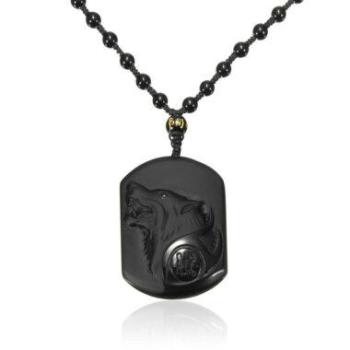 Obsidian Wolf Necklace - LK105