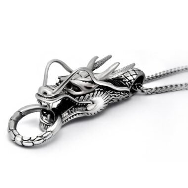 Dragon Head Necklace Titanium - LK46
