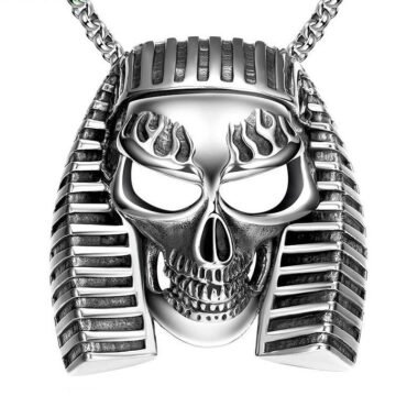 Pharaonic Skull Necklace Titanium - LK49
