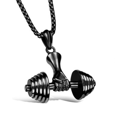 Dumbbell Hand Necklace Titanium - LK56