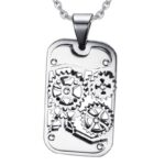 Wheel Gear Dog Tag Necklace Titanium - LK39