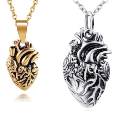 3D Heart Necklace Titanium - LK45