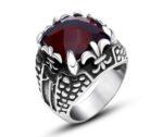 Ring Silver X Red Stone Titanium - RT65