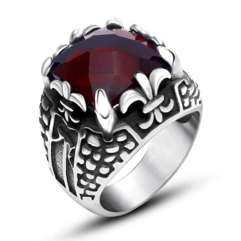 Ring Silver X Red Stone Titanium - RT65