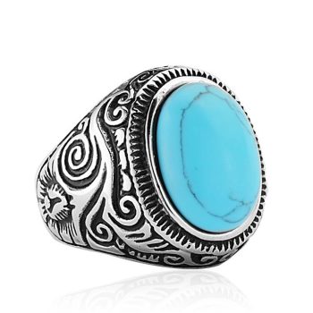 Ring Silver X Blue Stone Titanium - RT84