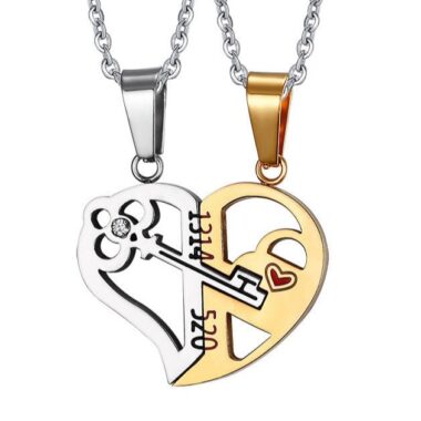 Necklace Heart Key Titanium- CP24