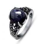 Ring Silver Black Stone Titanium - RT154