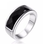 Titanium Ring W/Black Stone - RT66