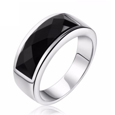 Titanium Ring W/Black Stone - RT66