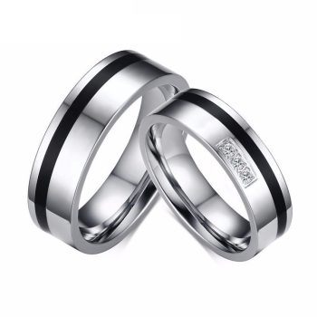Rings For Couples Silver With Crystal Titanium - RT116