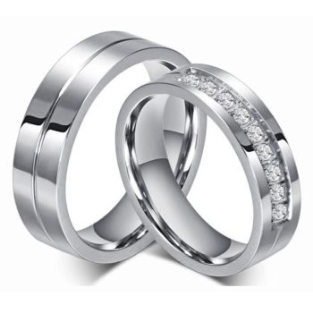 Rings For Couples Silver With Crystal Titanium - RT60
