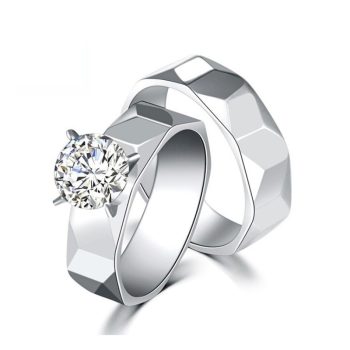 Twins Titanium Ring Zircon - RT172