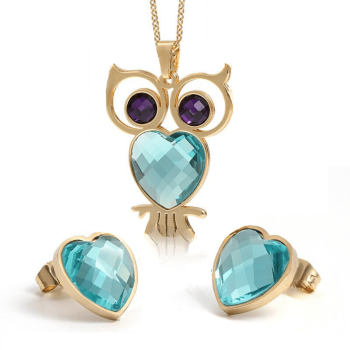 Set Owl Zircon Necklace & Earning - GL111