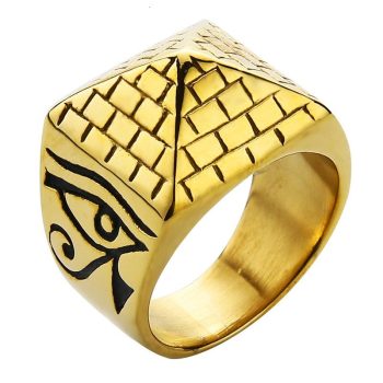 Egyptian Pyramid Eye Horus Evil Titanium Ring - RT220
