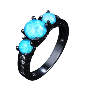 Ring Black X Colorful Crystal Stone Titanium - RT190