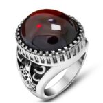 Ring Silver X Red Stone Titanium - RT51