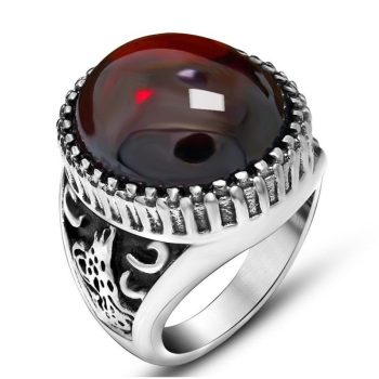 Ring Silver X Red Stone Titanium - RT51