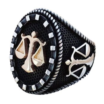 925 Sterling Silver Ring Scale Justice Law Lawyer Court Jewelry Men's - SV25