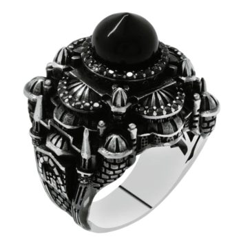 925 Sterling Silver Ring Castle Jewelry Men's - SV32
