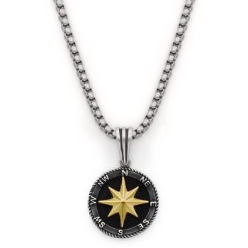 925 Sterling Silver Pendent Black Compass Jewelry - SV35